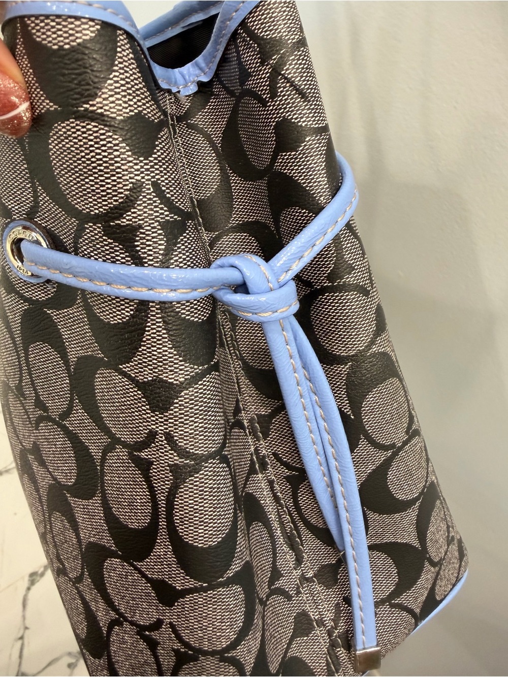 Coach Signature Tote in Black, Blue and Cream - Picture 8 of 12